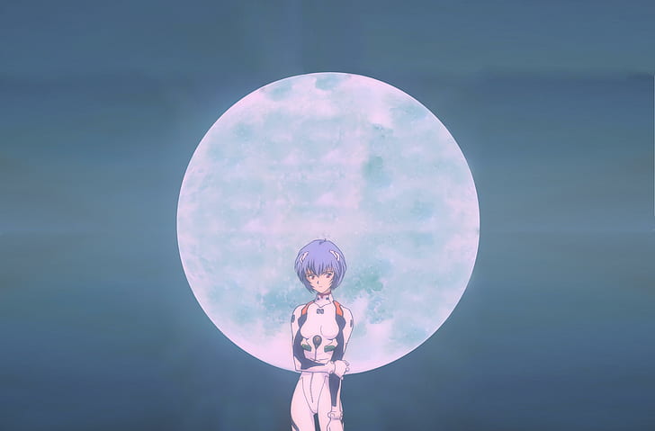 Evangelion Angels, ayanami rei, neon genesis evangelion, moon Free HD Wallpaper