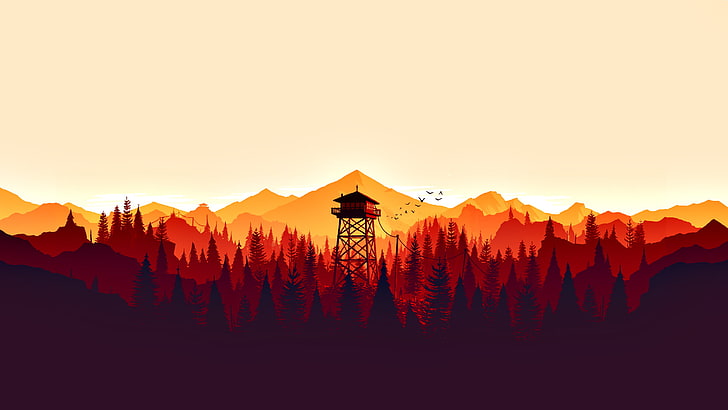 Fire Tower House, tranquility, tranquil scene, artwork, scenics  nature Free HD Wallpaper