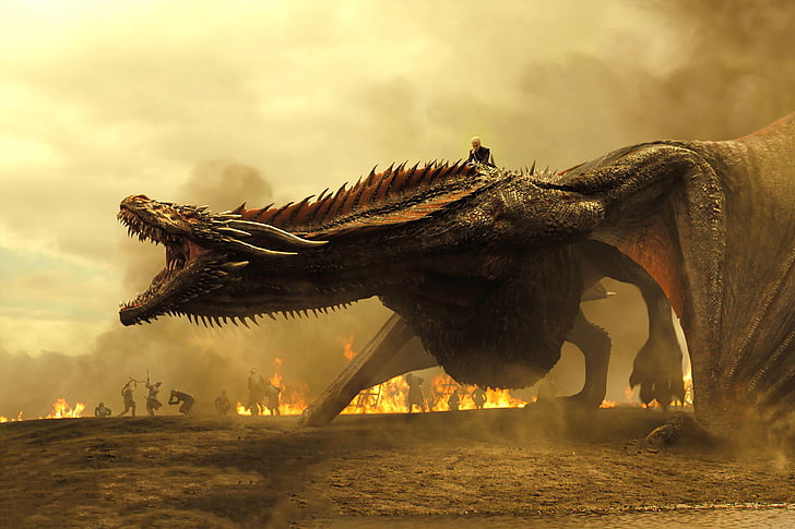 From Game of Thrones Dragon Queen, fire, series, land, dragon Free HD Wallpaper