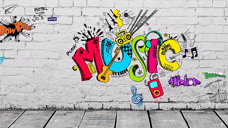 Graffiti Word Music, graffiti, music, street art, wall Free HD Wallpaper