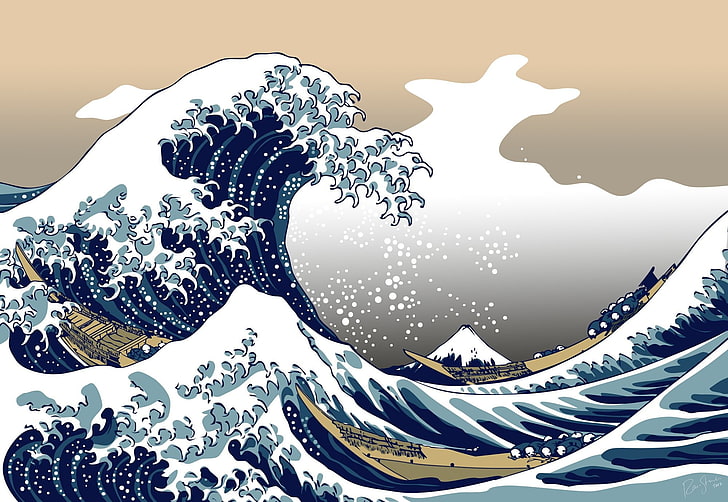 Great Wave Off Kanagawa Tattoo, pattern, beauty in nature, built structure, animal representation Free HD Wallpaper