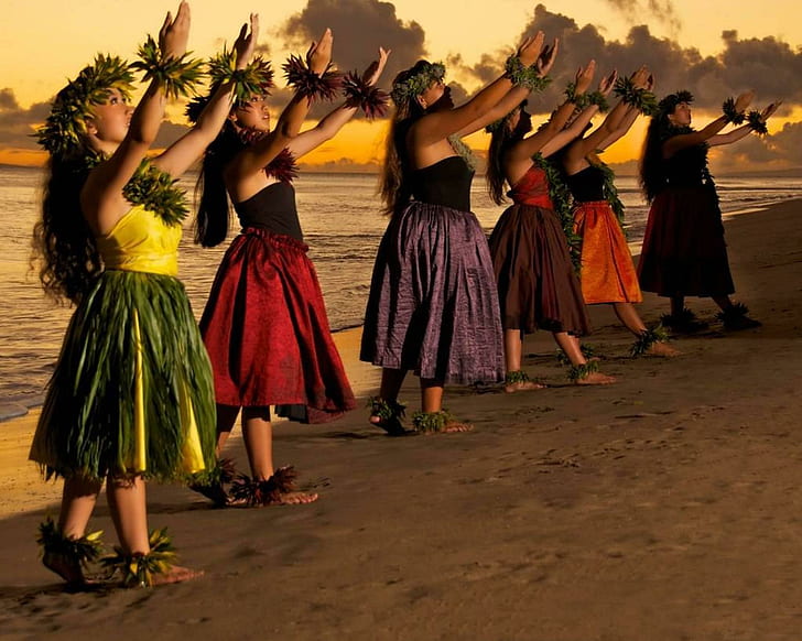 Hawaiian Hula Dance No Top, dance, hula, sand, hawaiian Free HD Wallpaper