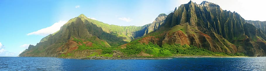 Hawaiian Islands Kauai Hawaii, mountain range, seascape, landscape, outdoors Free HD Wallpaper