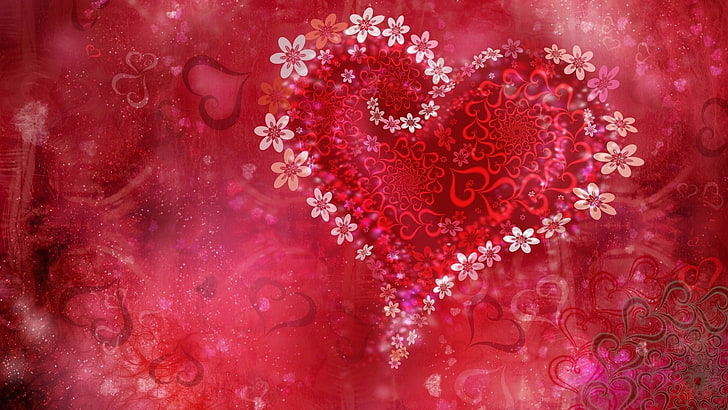Heart Flower Pic, patterns, full frame, christmas, heart shape Free HD Wallpaper