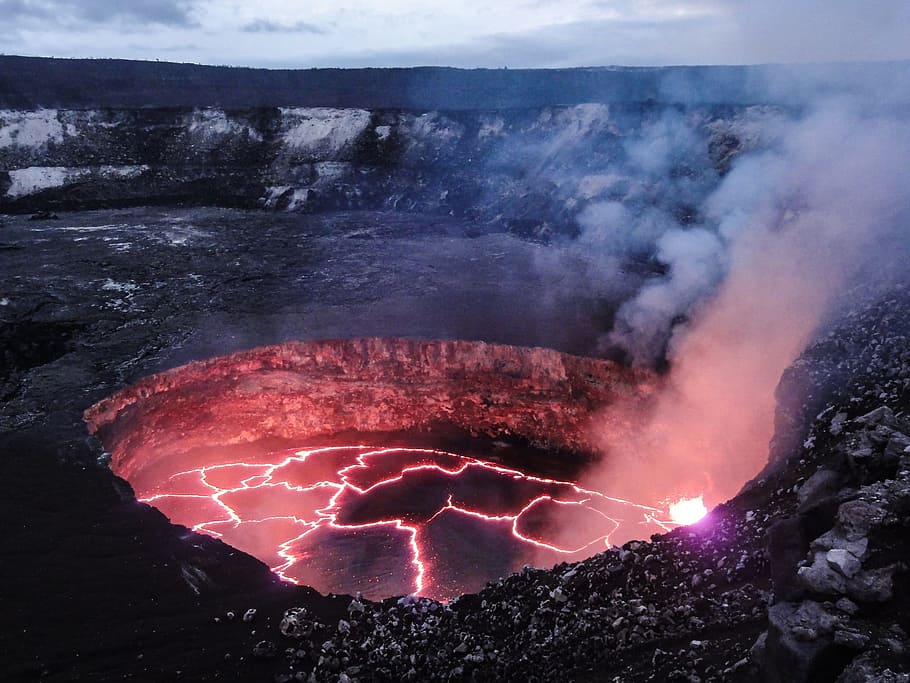 Hilo Volcano National Park, landscape, red, geology, glowing Free HD Wallpaper