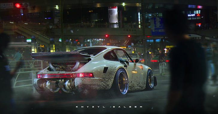 Khyzyl Saleem Rx7, illuminated, road, speed, porsche