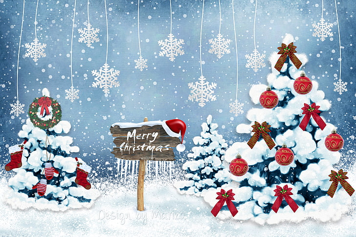 Merry Christmas Holiday Desktops, pine tree, santa claus, holiday  event, shiny Free HD Wallpaper