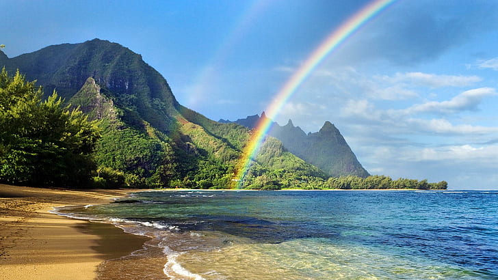 My Pillow, rainbow, glorious, beach, hawaiian Free HD Wallpaper