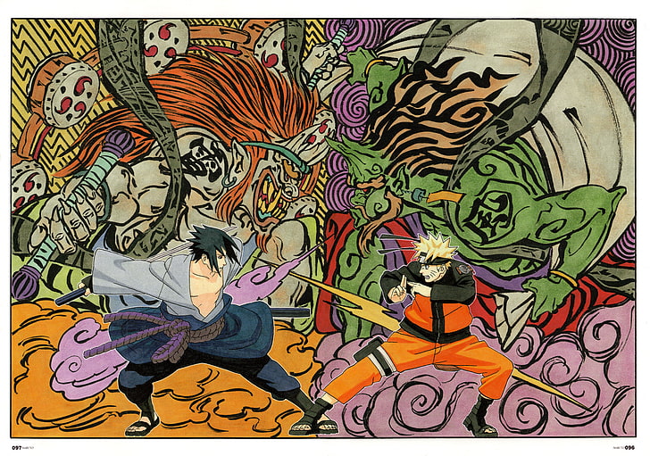 Naruto X Sasuke Art, indoors, pattern, ninjas, occupation