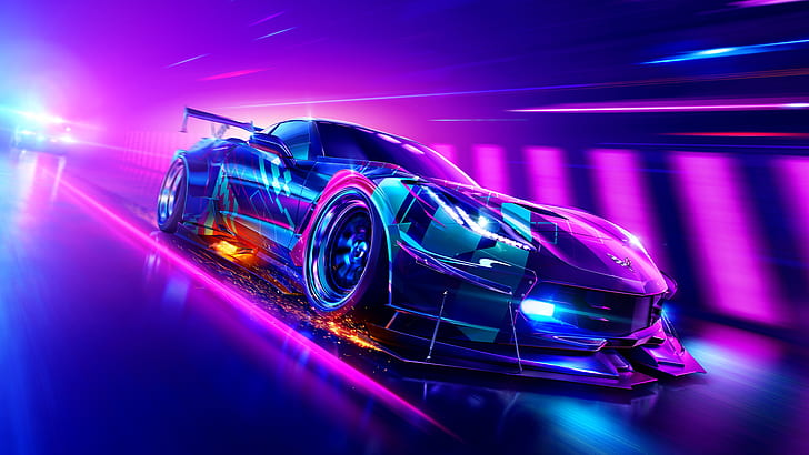 Need Speed Car Heat, chevrolet corvette, race cars, Chevrolet Corvette, neon Free HD Wallpaper