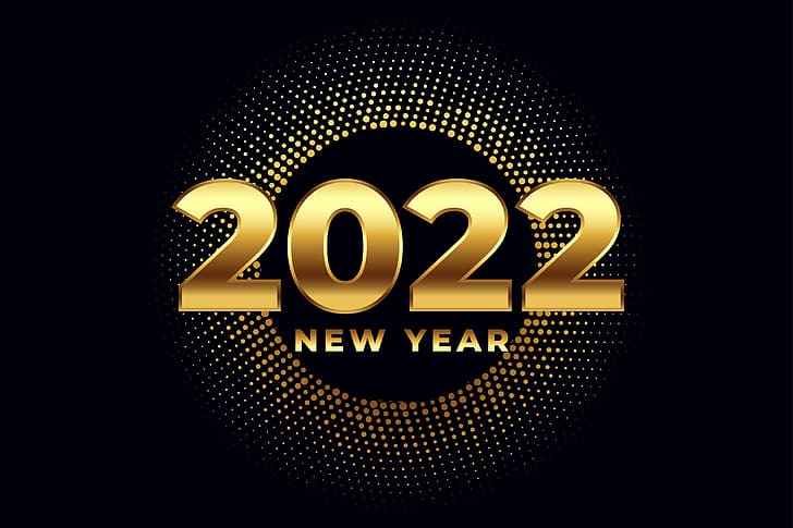 new year, sparkling, 2022, gold Free HD Wallpaper