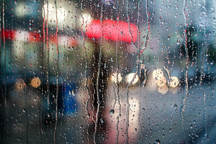 Rain Glass Shower, car, lights, rain  drop, raindrop Free HD Wallpaper