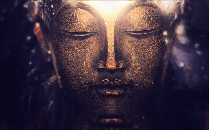 Real Buddha, sculpture, bokeh, closeup, purple Free HD Wallpaper