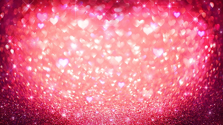 Red Glitter Heart, purple, bright, brightly lit, celebration Free HD Wallpaper