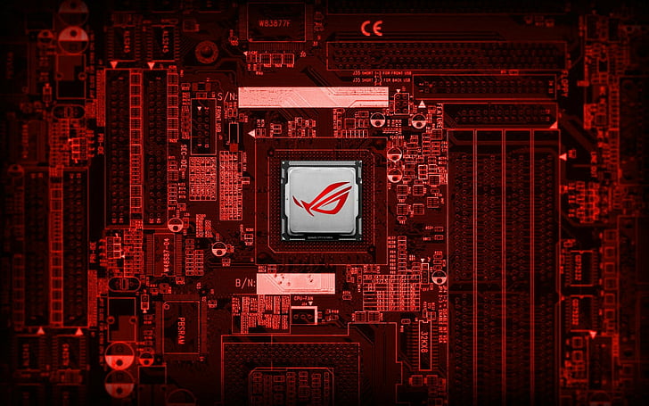 red, technology, asus, motherboard Free HD Wallpaper