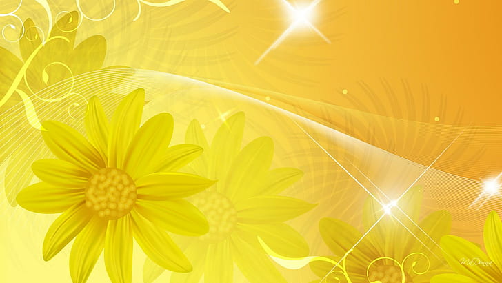 sparkle, daisy, gold, summer Free HD Wallpaper