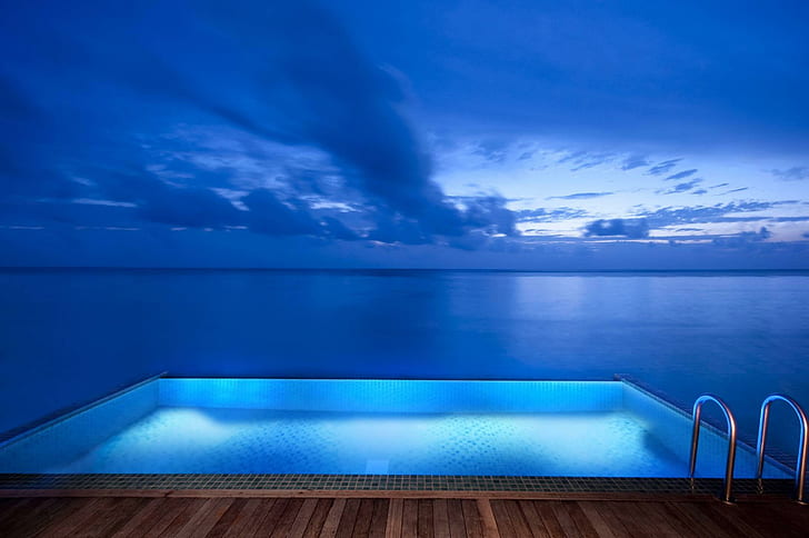 Stainless Steel Lap Pool, view, still, lagoon, paradise