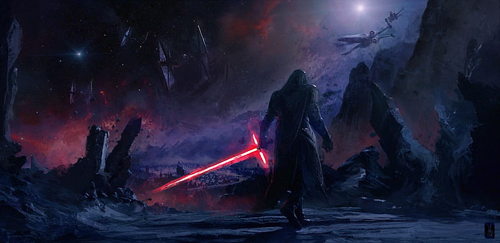 Star Wars 7 Kylo Ren, red, galaxy, fantasy, water Free HD Wallpaper