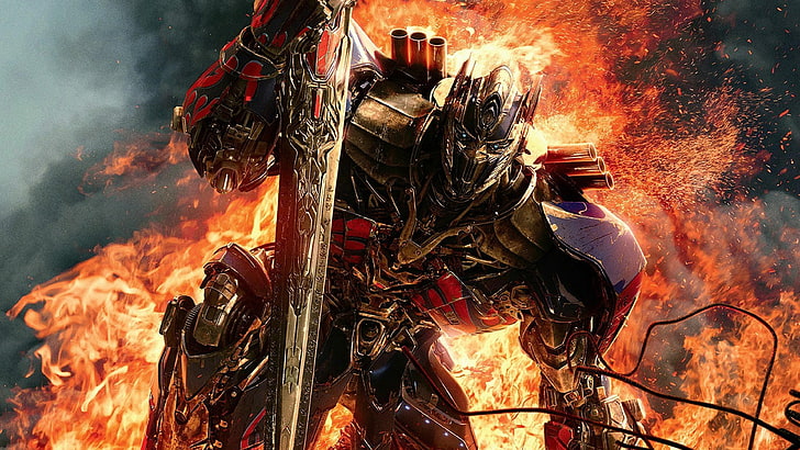 Transformers the Last Knight Movie Poster, danger, fire  natural phenomenon, communication, accidents and disasters