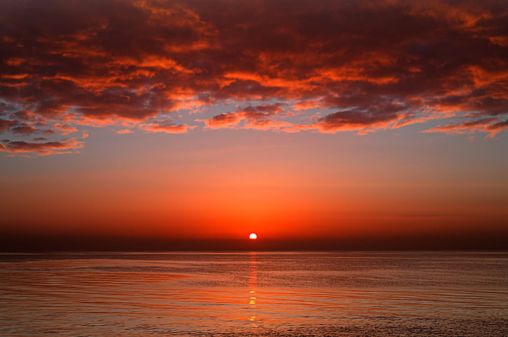 water, yellow, cloud  sky, dawn