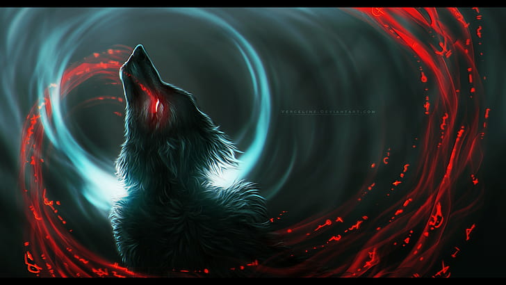 Wolf Eyes, vyrosk, black magic, bloody, burning eyes Free HD Wallpaper