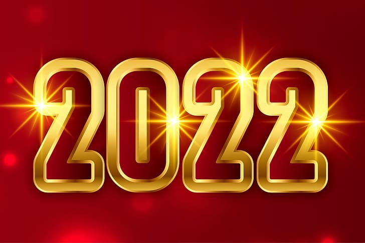 Year 2022 Calendar, 2022, black background, new year, sparkling Free HD Wallpaper