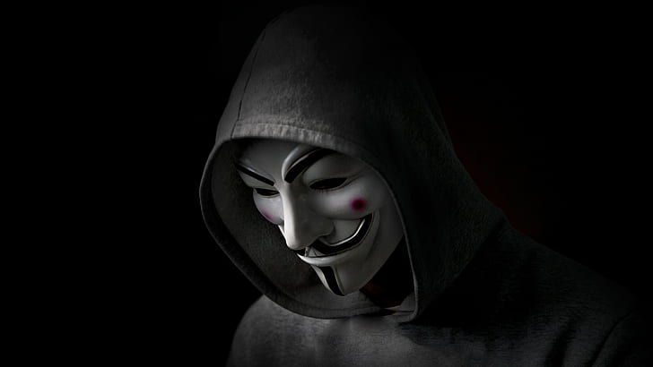 Anonymous Mask Smoking, art and craft, people, black background, carnival  celebration event Free HD Wallpaper