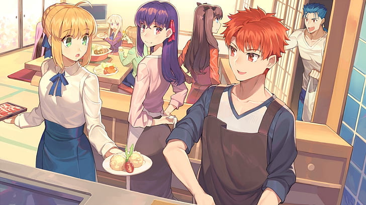 artoria pendragon, shirou emiya, anime, todays menu for the emiya family Free HD Wallpaper