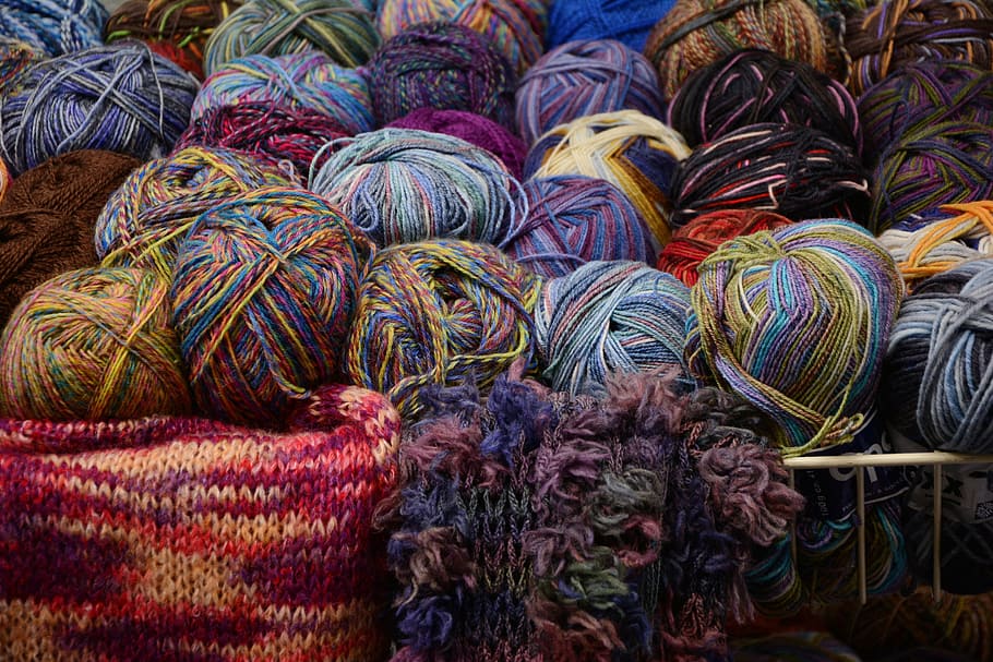 ball of wool, colorful, textile, retail display Free HD Wallpaper