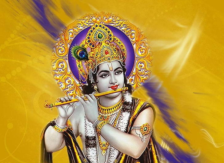 Beautiful of Lord Krishna, ornate, disguise, one person, hindu Free HD Wallpaper