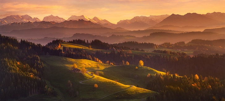 Bing Switzerland, switzerland, cloud  sky, villages, woodland