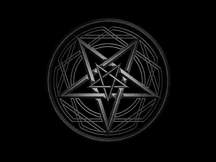 Black Pentagram, geometric shape, art and craft, glowing, studio shot Free HD Wallpaper