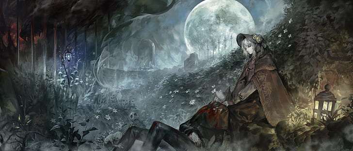 bloodborne, plain doll bloodborne, moon, gothic Free HD Wallpaper