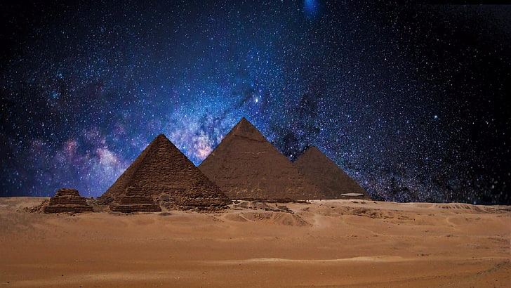 Egyptian Pyramids Night, starry night, scenics  nature, no people, nature