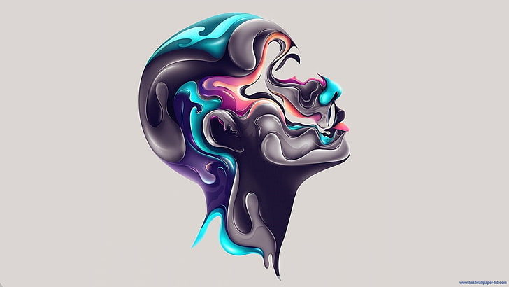 Face Profile Illustration, nature, water, artwork, white background Free HD Wallpaper