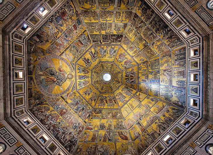 Florence Baptistery Interior, built structure, religion, mural, pattern Free HD Wallpaper