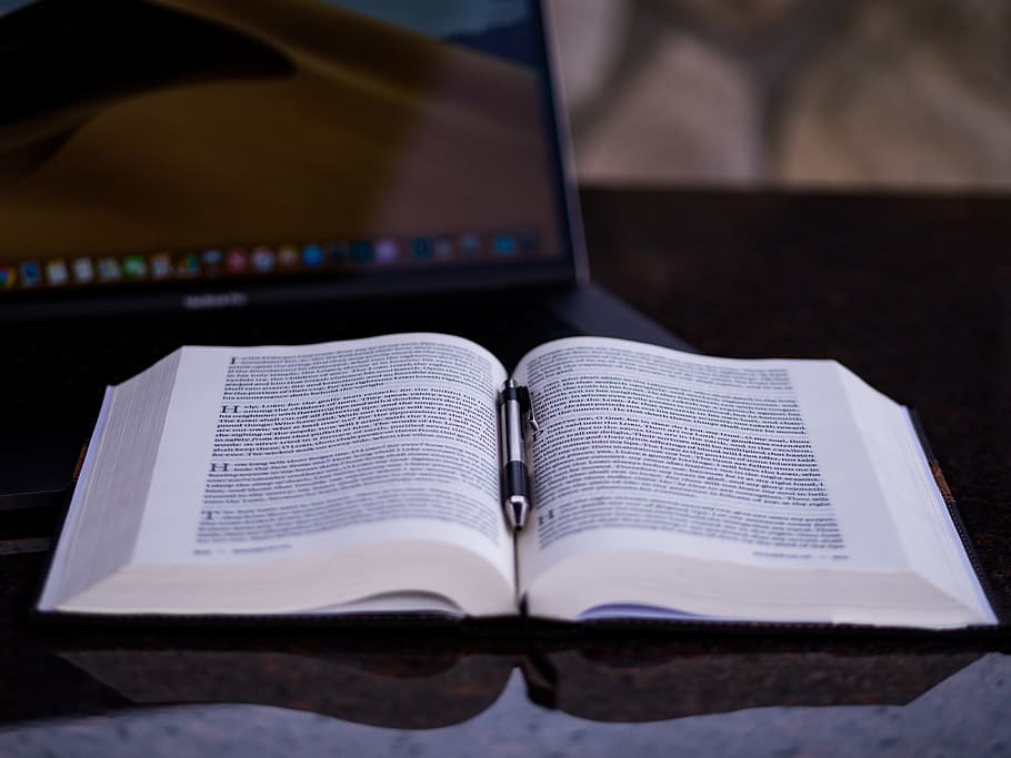 Free Open Bible, write, document, macbook, studying