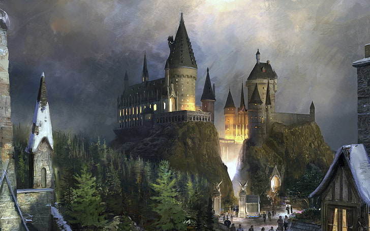Hogwarts School, gothic style, religion, harry potter, illuminated Free HD Wallpaper