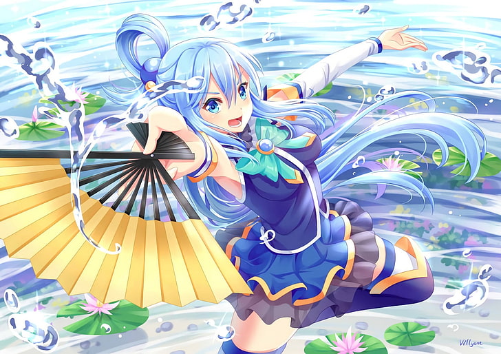 Konosuba Aqua Neko, day, full length, aqua konosuba, women Free HD Wallpaper