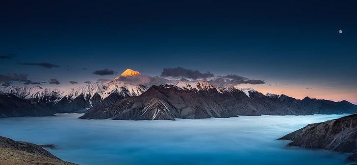 Landscape with Sunset, rock  object, mountain range, volcanic crater, travel destinations