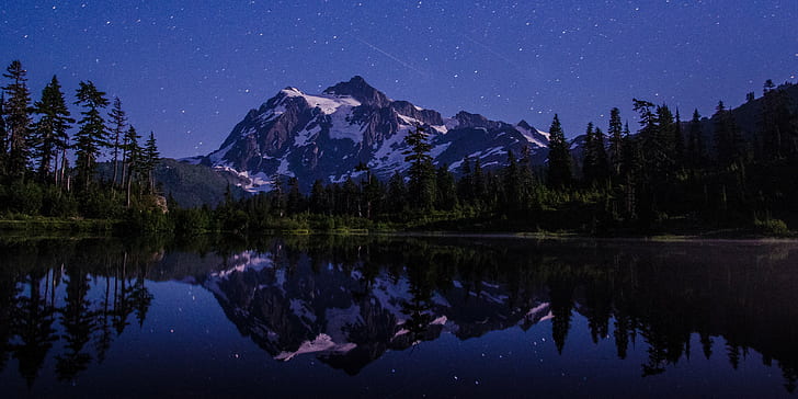 Nature Laptop Night, sky, wide angle, perseid  meteor, stars Free HD Wallpaper