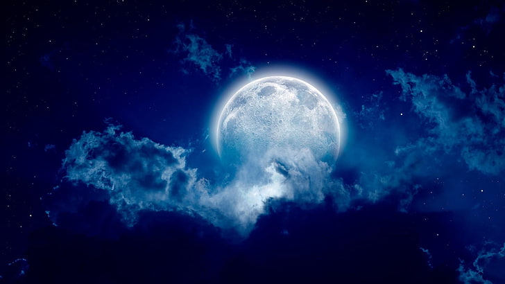 Night Sky Full Moon, no people, moon, planet earth, star  space Free HD Wallpaper