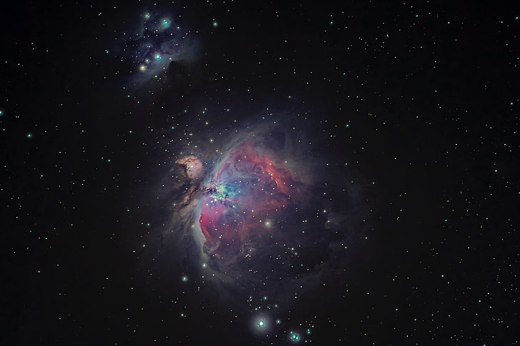 Orion Nebula Hubble, outdoors, glowing, no people, solar system