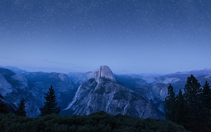 PC 3440X1440, night, snowcapped mountain, galaxy, tranquil scene Free HD Wallpaper