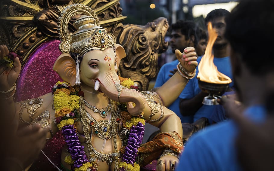 Shree Ganesh, belief, festival, parade, trunk Free HD Wallpaper