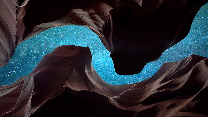 Starry Mountain Night Sky Arizona, united states, blue, darkness, starry sky