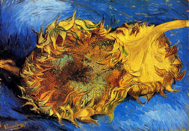 Van Gogh Sunflowers and Irises, two cut sunflowers 3, Sunflowers, Cut, vincent van gogh Free HD Wallpaper