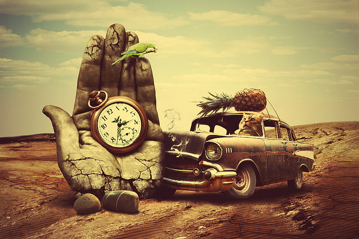 Amazing Surrealism Art, transportation, cloud  sky, classic, nostalgia Free HD Wallpaper