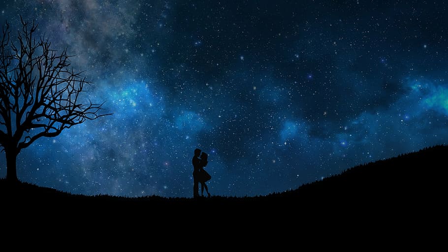 Anime Starry Sky Night Beach, hd wallpaper, standing, milky way, anime Free HD Wallpaper