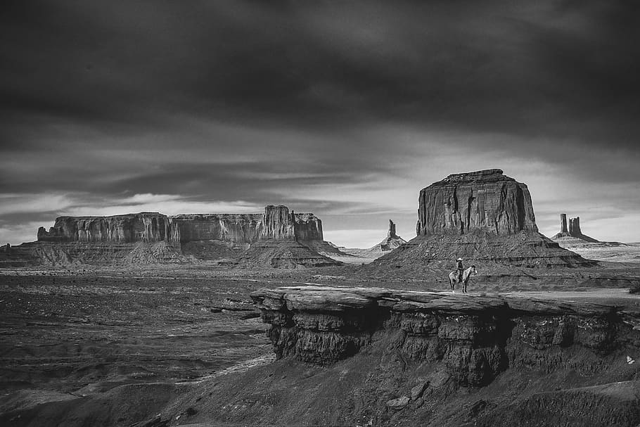 Ansel Adams Monument Valley, john wayne, cloud  sky, cowboy, solid Free HD Wallpaper